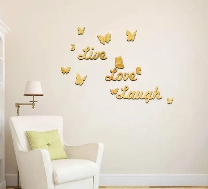 Love Live Laugh Wall Decals - Silver Heart