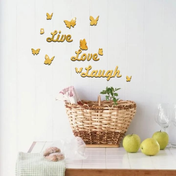 Love Live Laugh Wall Decals - Silver Heart