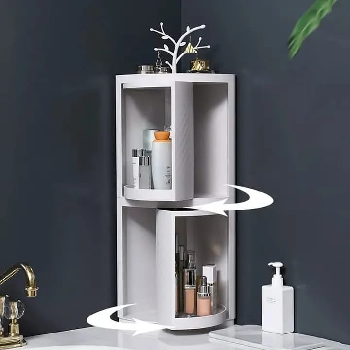 360 Degree Rotatable Corner Cabinet - For Bathroom & Kitchen Storage