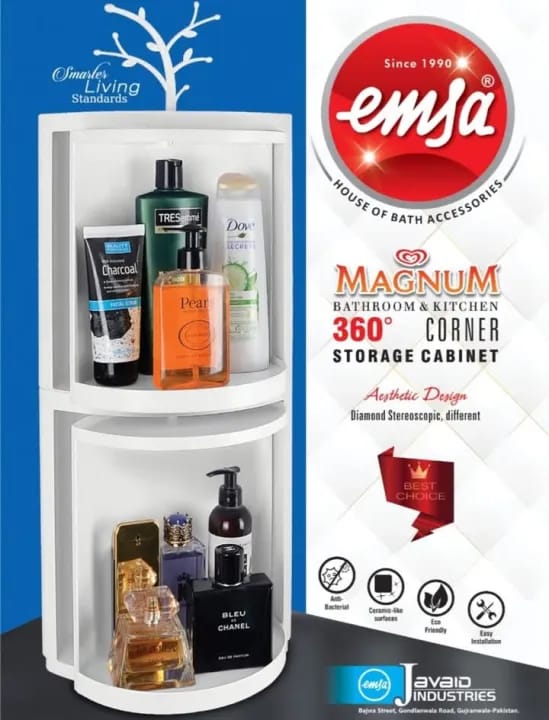 360 Degree Rotatable Corner Cabinet - For Bathroom & Kitchen Storage