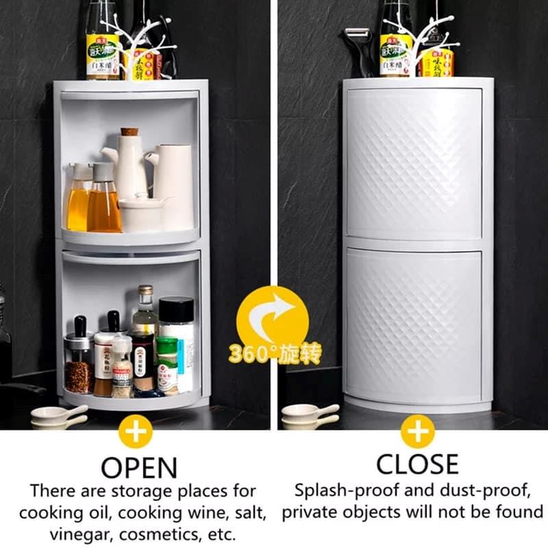 360 Degree Rotatable Corner Cabinet - For Bathroom & Kitchen Storage