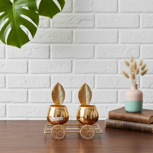Metallic Dual Container on Wheels Decor