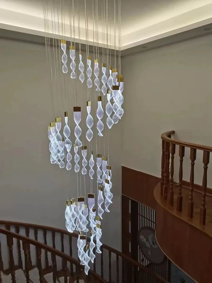 Swirl Helix Duplex Chandelier - 16 -Light Luxury