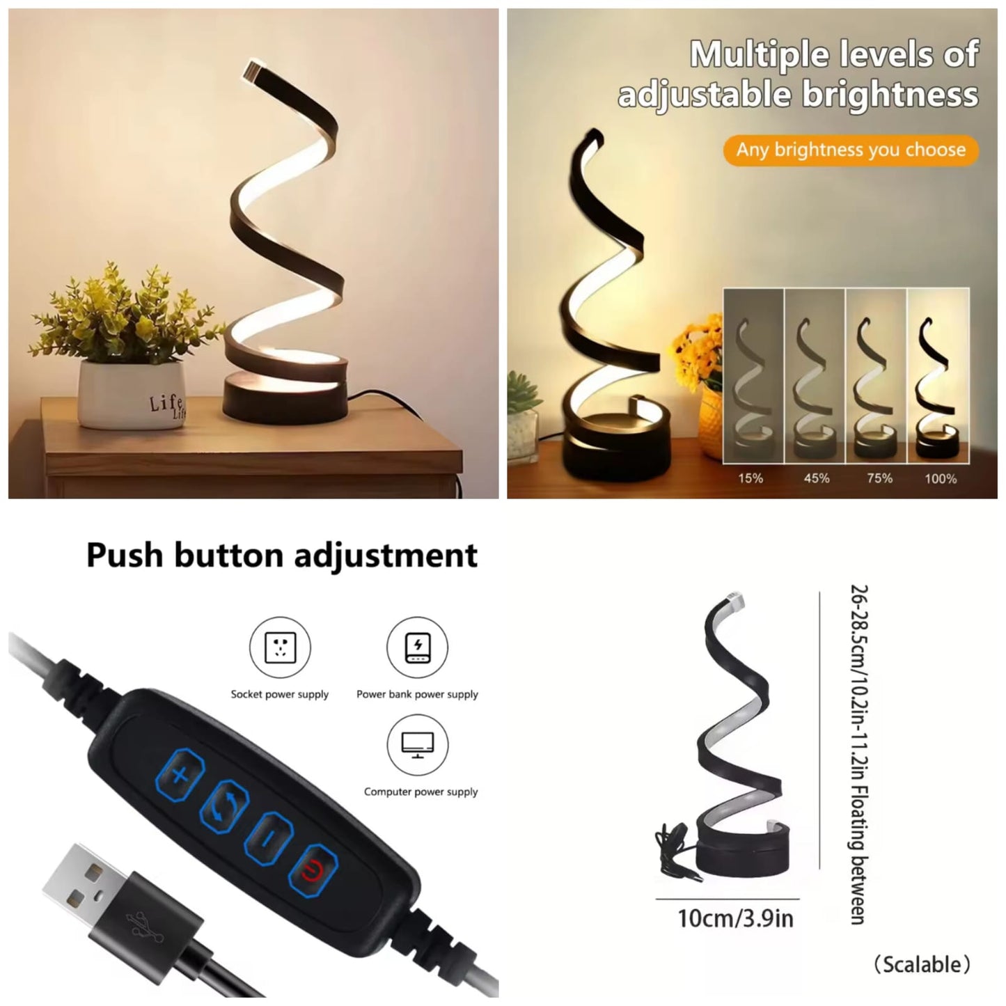 Spiral LED 3 Colours Adjustable Light
