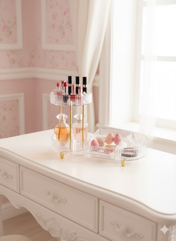Rotating Acrylic 360 Degree Makeup Organizer Cosmetic Storage Stand