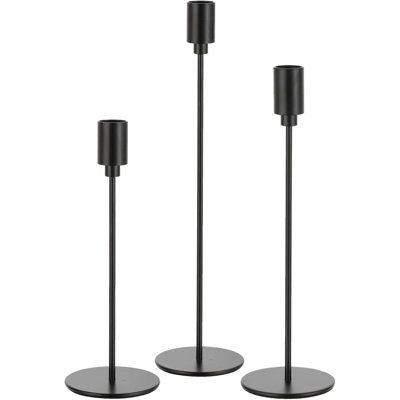 Matte Black Candle Holders - Set of 3
