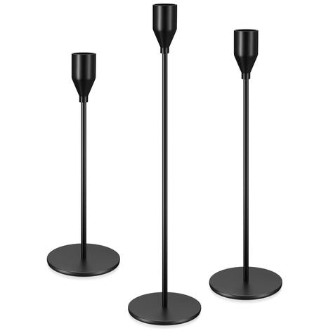 Matte Black Candle Holders - Set of 3