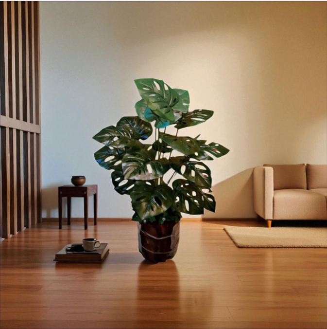 Faux Decorative Plants with Wood Base