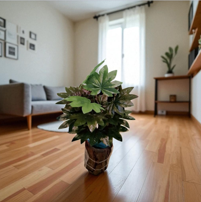 Faux Decorative Plants with Wood Base