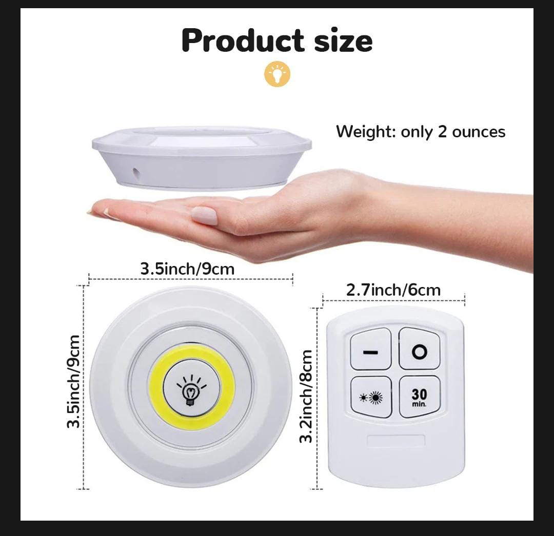 Remote Control LED Puck Lights - (Pack of 3 Lights)