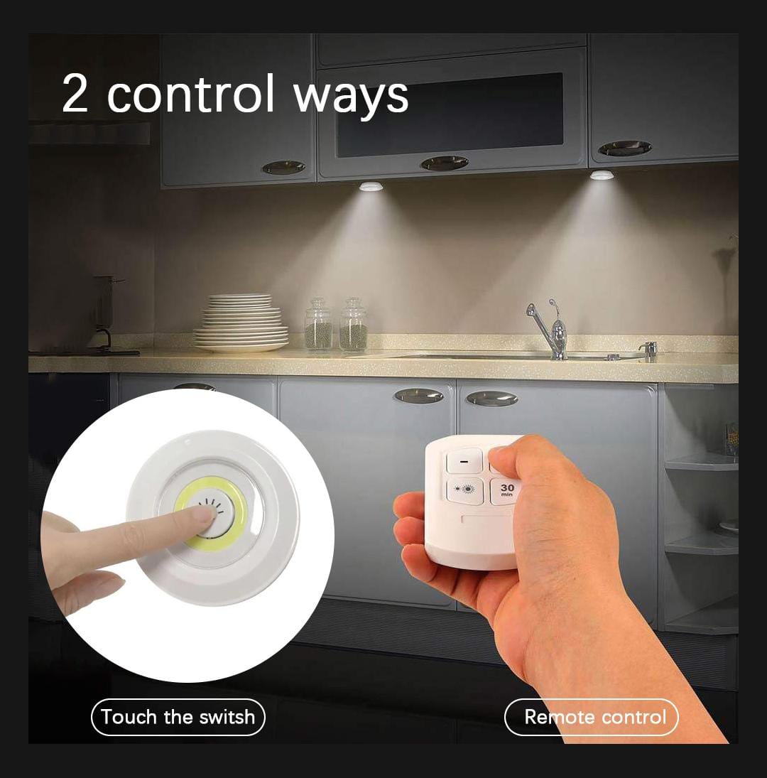 Remote Control LED Puck Lights - (Pack of 3 Lights)