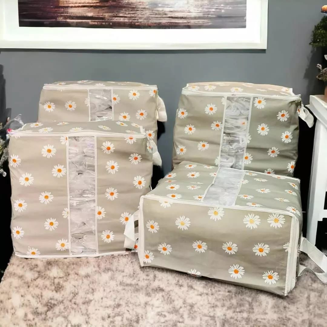 Printed Flower Storage Blanket Bag Organizer