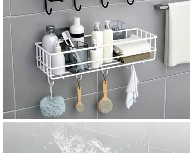 Self-adhesive Iron Wall Shelf With Hook (Each)