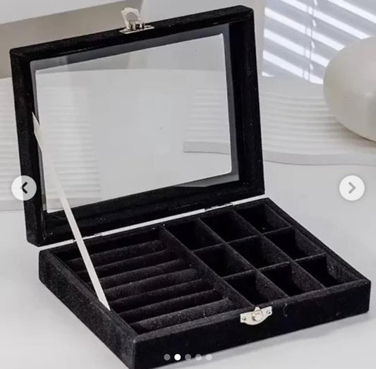 Velvet Clear Lid Jewellery Organizer Box