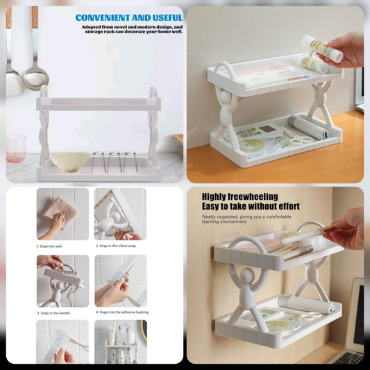 2LSelf-adhesive Wall-Mounted Character Shelf 