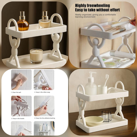 2LSelf-adhesive Wall-Mounted Character Shelf 