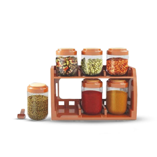 6-Jar Spice Rack and Dispenser Set