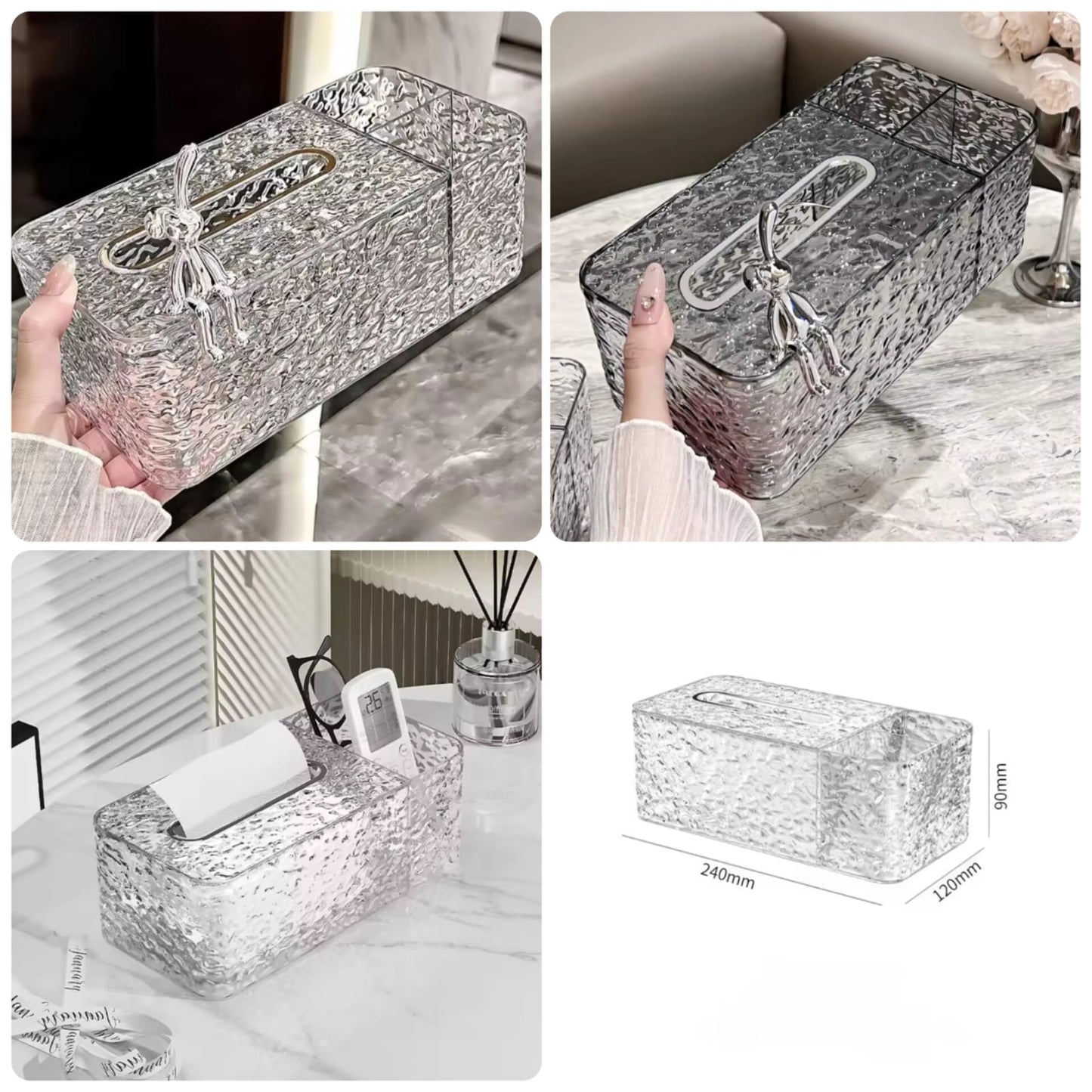 Glacier Luxury Tissue Box With Rabbit Logo - Premium Quality 